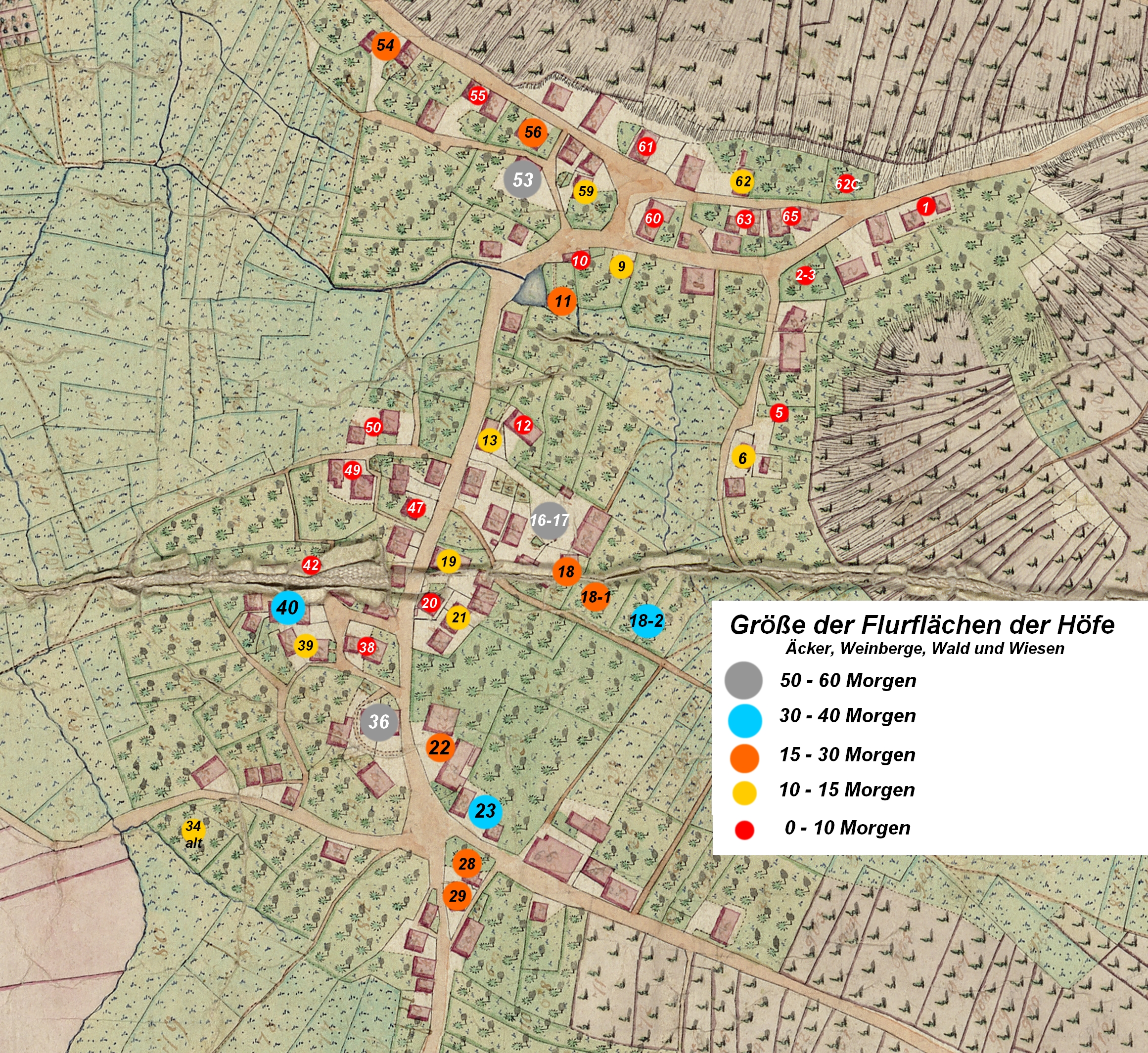 Die Hofgrößen in Verrenberg 1684